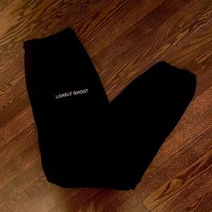 NWOT Lonely Ghost Black Embroidered Sweatpants Joggers
